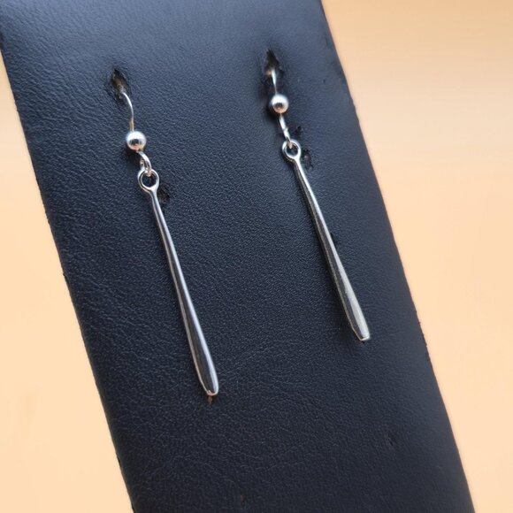 Sterling Silver Simple Bar Dangle Earrings A5767 - Picture 2 of 6